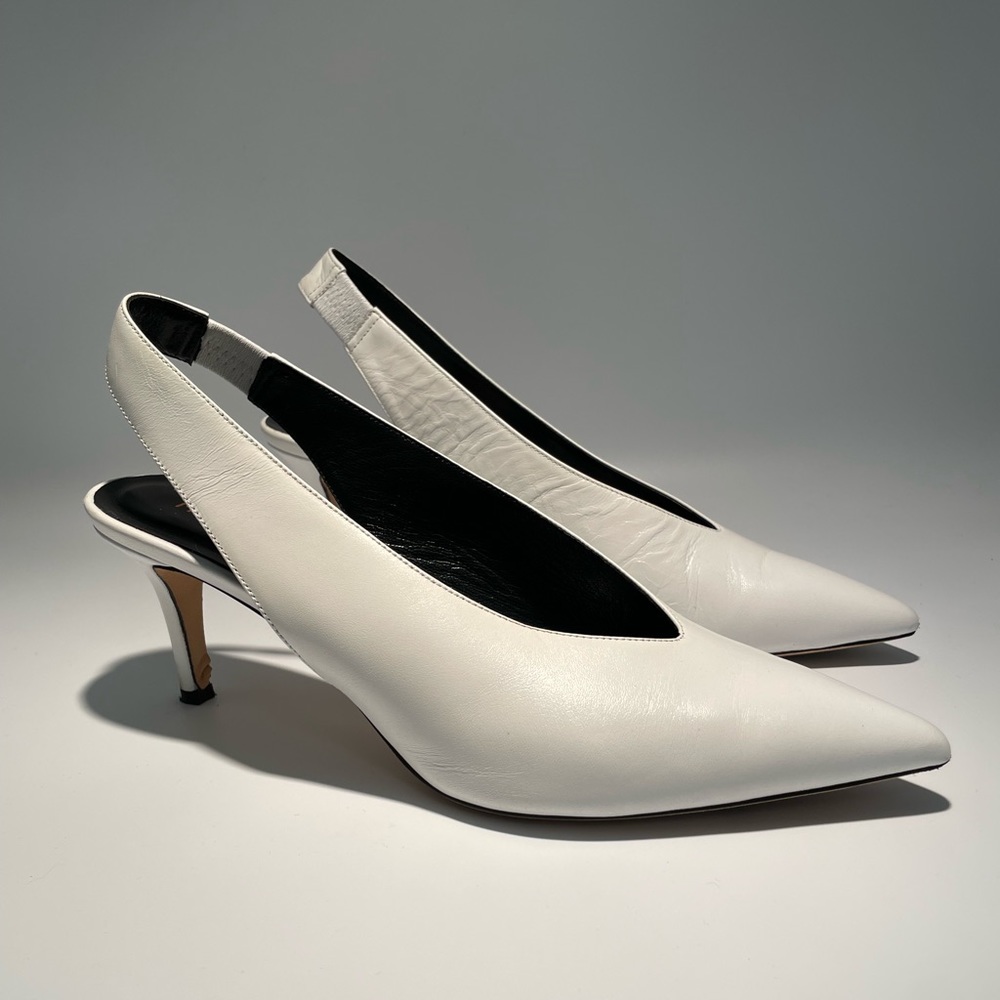 M. Gemi Leather Sling Back Kitten Heel